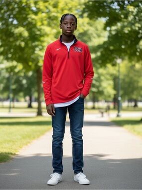 Nike Red Dri-FIT Quarter-Zip Pullover